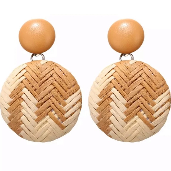 🧺 BOHO Circular Woven Trendy Earrings 🧺 - Picture 2 of 2